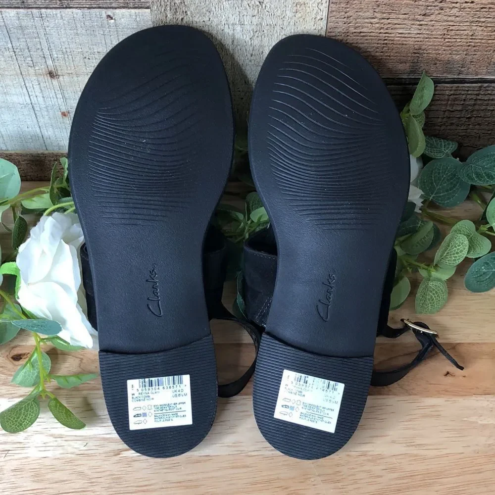Clarks Reyna Glam Slingback Thong Sandals Black, 6.5M - Picture 5 of 6